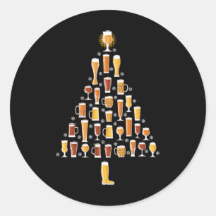 Adesivo Redondo Homens da Árvore de Natal Beer Feliz Natal