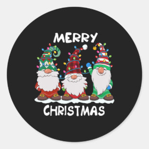 Adesivo Redondo Homens da Família Gnomos Xmas Feliz de Natal Mulhe