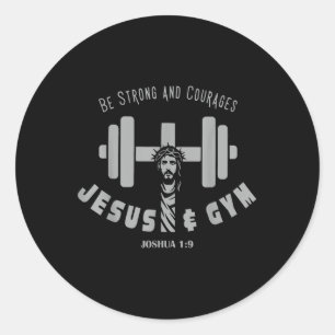 Adesivo Redondo Homens De Arranjo Cristão De Jesus E Gym
