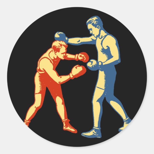 Adesivo Redondo Homens de Boxing Retro (Frente)