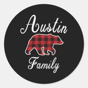 Adesivo Redondo Homens de Natal do Urso Vermelho da Família Austin