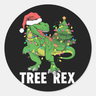 Adesivo Redondo Homens de pijamas do Dinossauro de Natal Rex Xmas