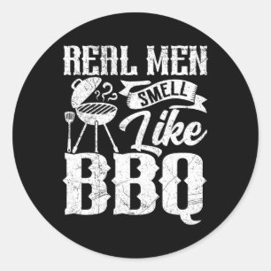 Adesivo Redondo Homens de Verdade Cheiram como Churrasco Bbq Churr