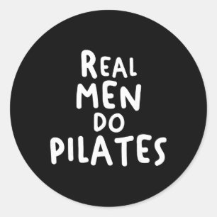 Adesivo Redondo Homens de Verdade Fazem Exercícios de Pilates Ioga
