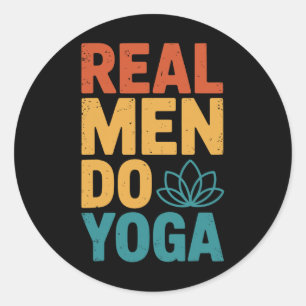 Adesivo Redondo Homens de Verdade Fazem Yoga