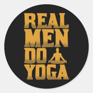 Adesivo Redondo Homens de Verdade Fazem Yoga Presente Divertido Pa