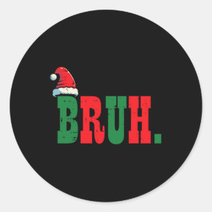 Adesivo Redondo Homens do Natal Bruh Santa Hat Xmas Homens Meninos