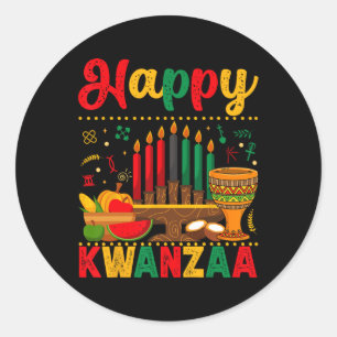 Adesivo Redondo Homens Felizes Kwanzaa Mulheres Kwanzaa Kinara Vel