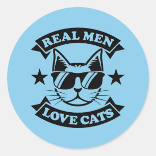 Adesivo Redondo Homens legal adoram gatos