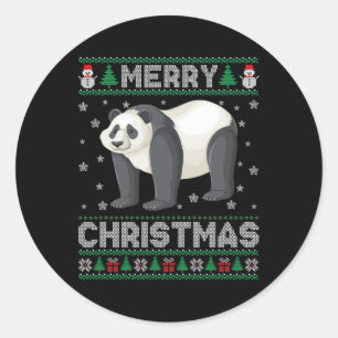 Adesivo Redondo Homens Panda Mulheres Crianças Suéter De Natal Fei