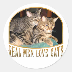 Adesivo Redondo Homens Reais Adoram Gatos