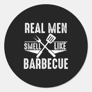 Adesivo Redondo Homens Reais Cheiram A Barbecue Engraçados Churras