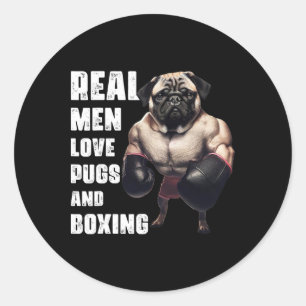 Adesivo Redondo Homens Reais Engraçados Adoram Pugs E Malhações De