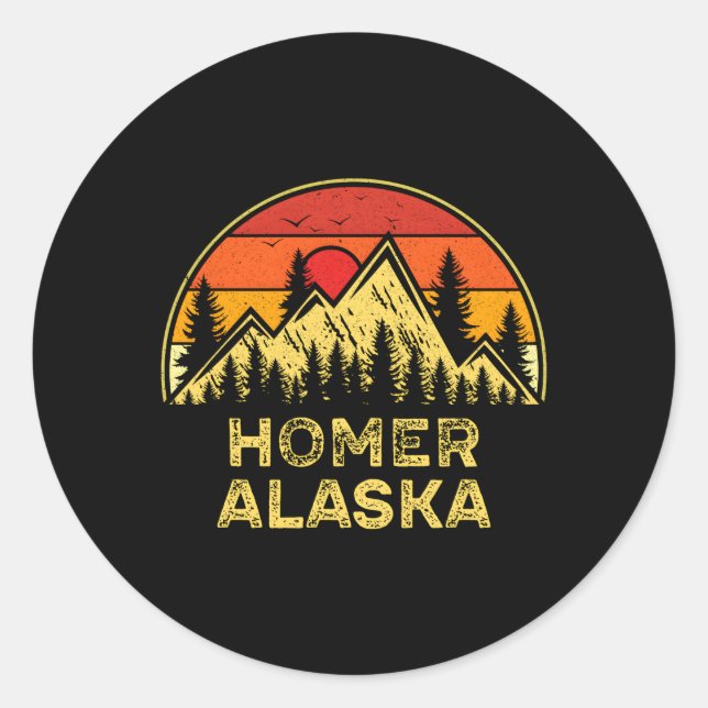 Adesivo Redondo Homer Alaska Ak Mounties Exteriores (Frente)