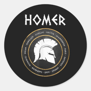 Adesivo Redondo Homer Os Heróis Iliad E Odyssey Do Trojan W