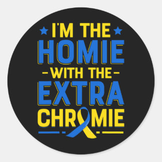 Adesivo Redondo Homie Com A Síndrome Extra Chromie Down Awarene