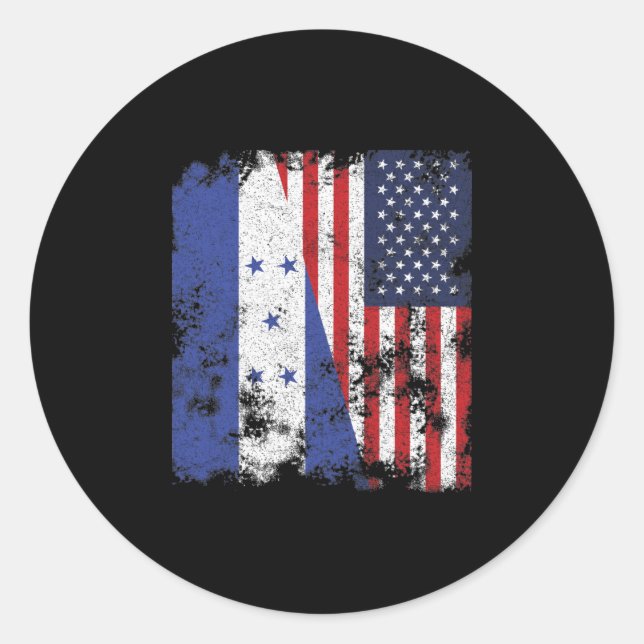 Adesivo Redondo Honduras EUA Flag - Half American (Frente)