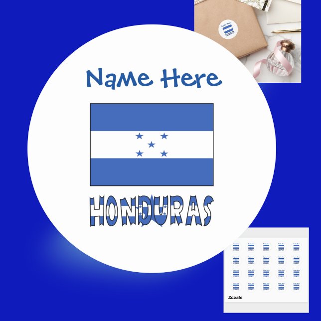 Adesivo Redondo Honduras Hondurenho Flag Blue Personalizado (Criador carregado)