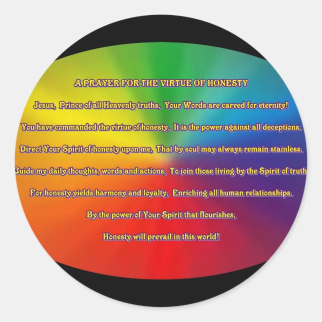 Adesivo Redondo Honestidade Prayer (Frente)