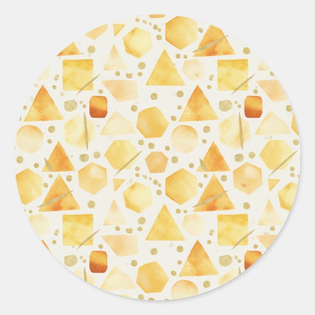 Adesivo Redondo Honey & Amber Watercolor Geometric gold  Pattern  (Frente)