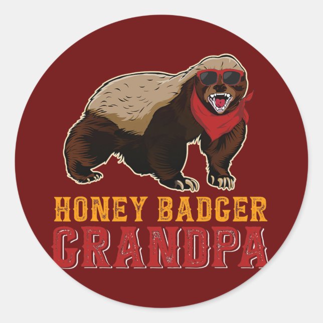 Adesivo Redondo Honey Badger Grandpa Honey Badger Wearing (Frente)