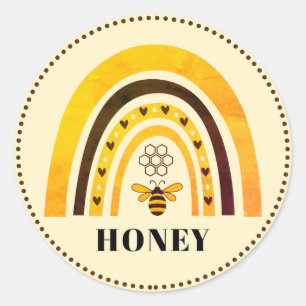 Adesivo Redondo Honey Bee Boho Rainbow Honey