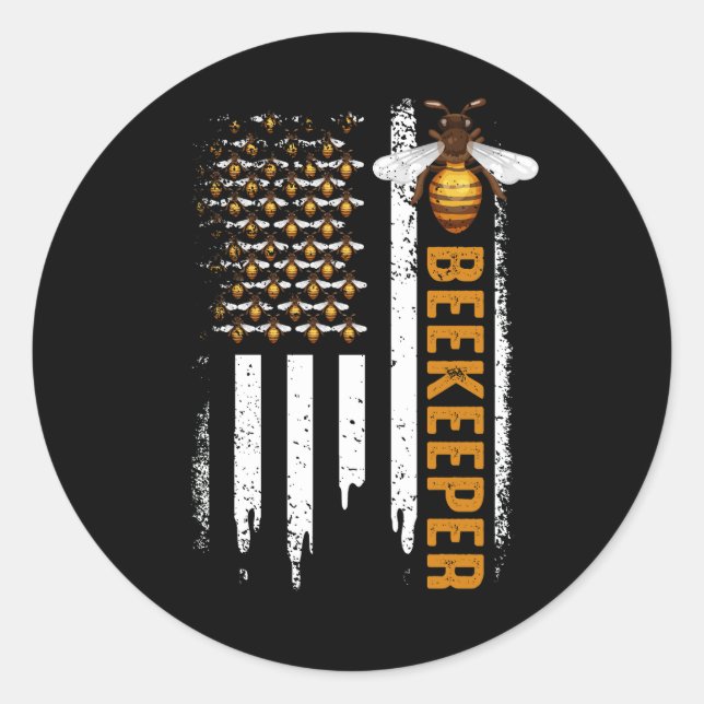 Adesivo Redondo Honey Beekeeper Beekeeper USA Flag Indep (Frente)