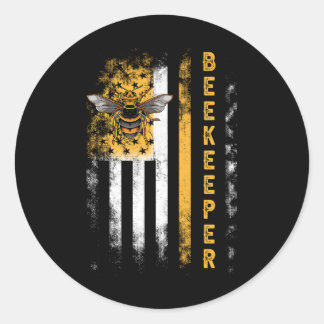 Adesivo Redondo Honey Beery Hive Beekeeper USA Flag Indep