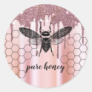 Adesivo Redondo Honey Drivers De Abelhas Vendem Rosa De Apiaristas
