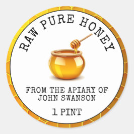 Adesivo Redondo Honey Honeycomb Apiary Honey Pote