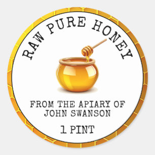 Adesivo Redondo Honey Honeycomb Apiary Honey Pote