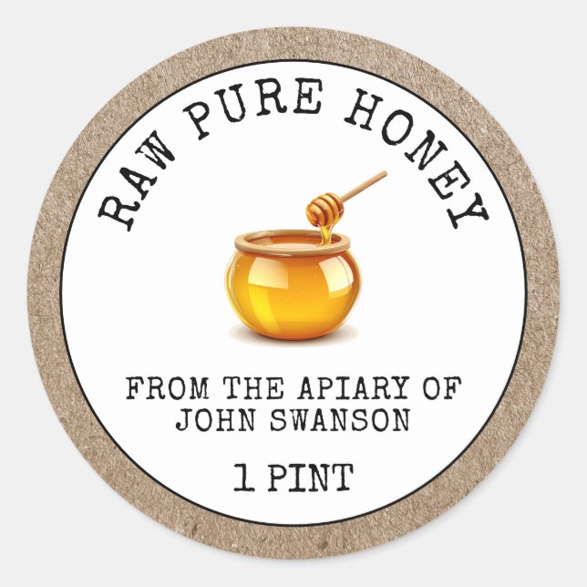 Adesivo Redondo Honey Honeycomb Apiary Honey Pote (Frente)