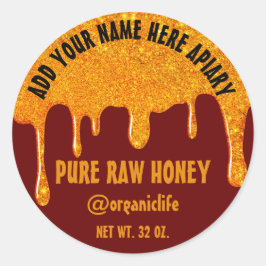 Adesivo Redondo Honey Jar Honeybee Honeycomb Dourado Drives Maroon