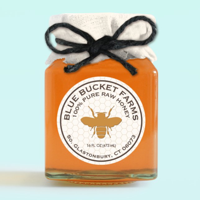 Adesivo Redondo Honey Jar Label Bee Honeycomb (Criador carregado)