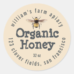 Adesivo Redondo Honey Jar Label Honey Bee Apiary