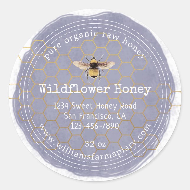 Adesivo Redondo Honey Jar Label Honeybee Apiary (Frente)