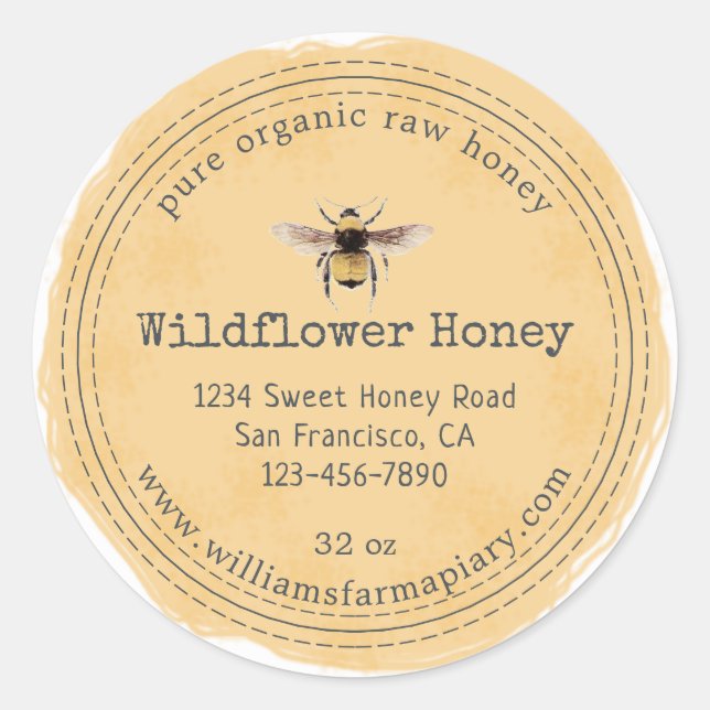 Adesivo Redondo Honey Jar Label Honeybee Apiary (Frente)