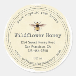 Adesivo Redondo Honey Jar Label Honeybee Apiary
