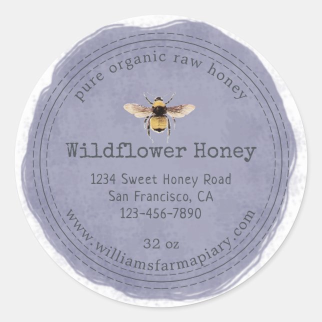 Adesivo Redondo Honey Jar Label Honeybee Apiary (Frente)