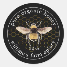Honey Jar Label Honeybee Apiary Honeycomb Dourado