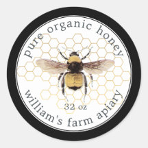 Honey Jar Label Honeybee Apiary Honeycomb Dourado