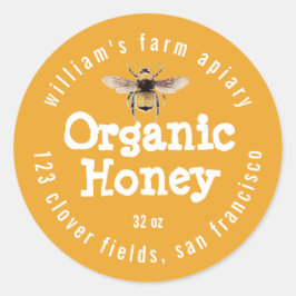 Adesivo Redondo Honey Jar Label Honeybee Apiary Mellow Yellow