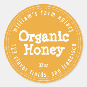 Adesivo Redondo Honey Jar Label Honeybee Apiary Mellow Yellow