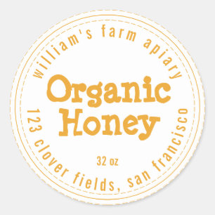 Adesivo Redondo Honey Jar Label Honeybee Apiary Mellow Yellow