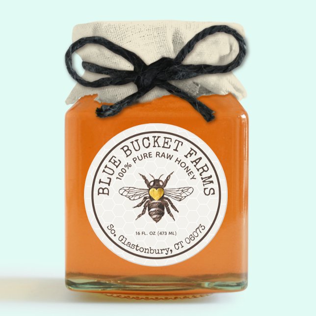 Adesivo Redondo Honey Jar Label Honeycomb Bee (Criador carregado)
