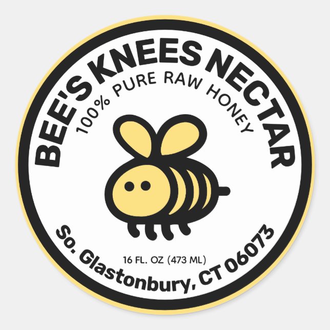 Adesivo Redondo Honey Jar Label Modern Cute Bee (Frente)