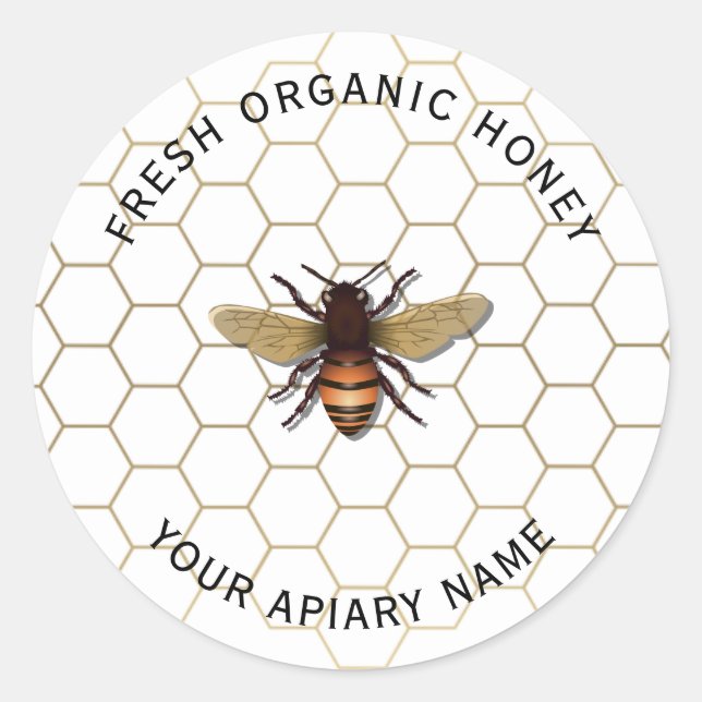 Adesivo Redondo Honey Jar Labels Honeybee Apiary (Frente)
