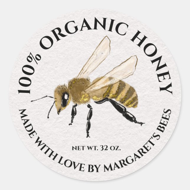 Adesivo Redondo Honey Jar Labels Honeybee Honeycomb Bebê (Frente)