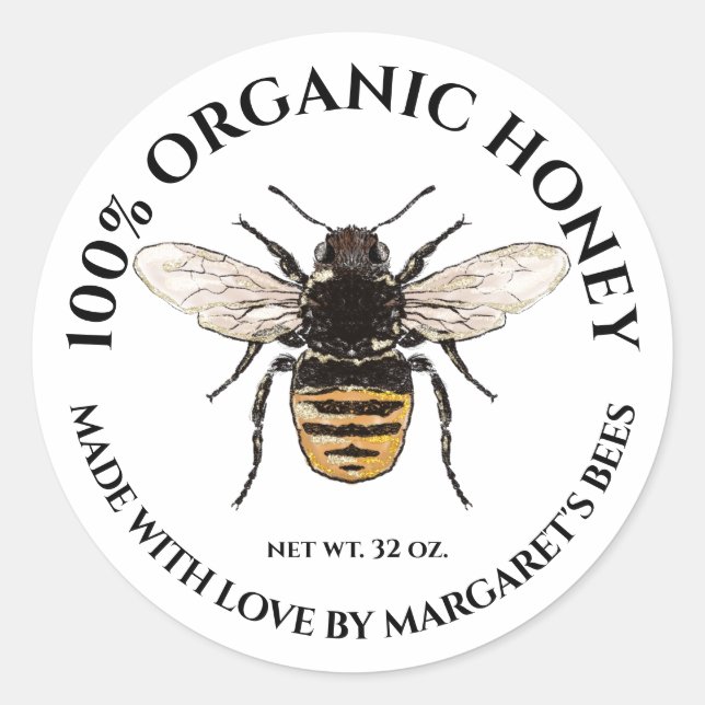 Adesivo Redondo Honey Jar Labels Honeybee Honeycomb Bebê (Frente)