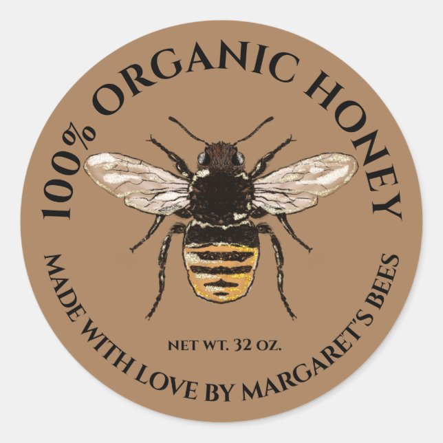 Adesivo Redondo Honey Jar Labels Honeybee Honeycomb Bebê (Frente)